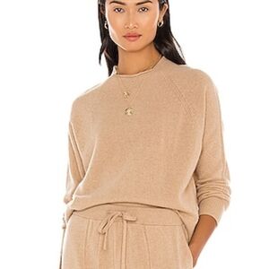 Frame 100% Cashmere Lounge Crop Sweater Heather Caramel S